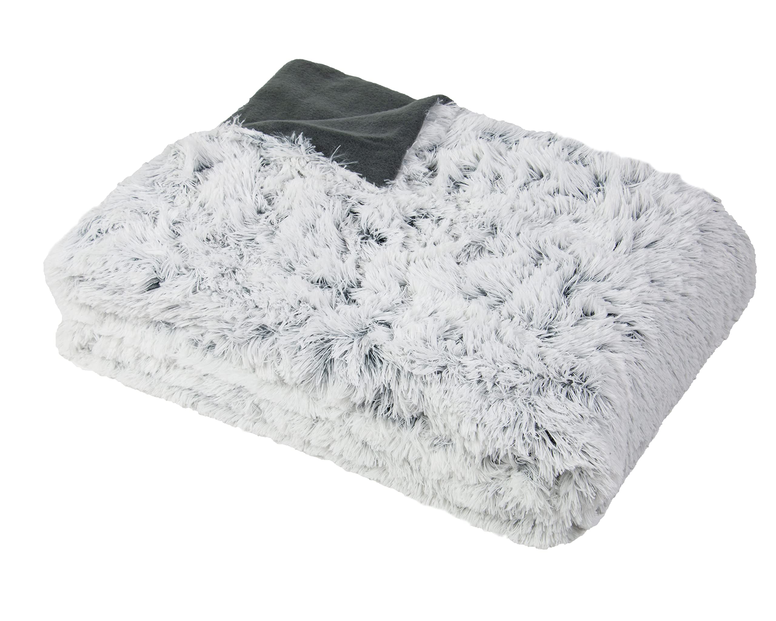 ZOLLNER throws for settees, blanket long pile faux fur, 150x200 cm, grey-white
