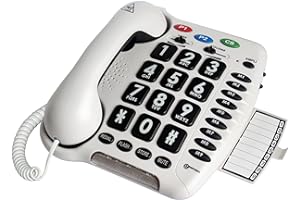 Geemarc CL100 Big Button Phone for Seniors - 30 dB Amplified Corded Phone with Visual Indicator - Telephones for Hearing Impaired - Large Buttons & Amplified Hearing Landline Phone - Phones for Home