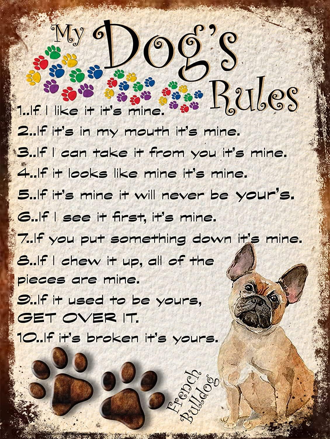 Amazon.com: Durable No Rust Signs 12x16Inch,My Dog's Rules,Quote Metal