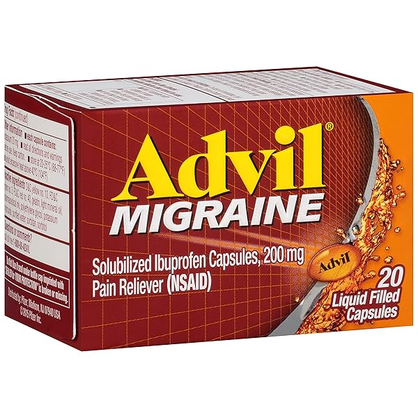 ADVIL MIGRAINE HEADACHE RELIEF, IBUPROFEN CAPSULES WITH IBUPROFEN 200MG FOR MIGRAINE RELIEF, NAUSEA RELIEF AND LIGHT SENSITIVITY RELIEF – 20 LIQUID FILLED CAPSULES