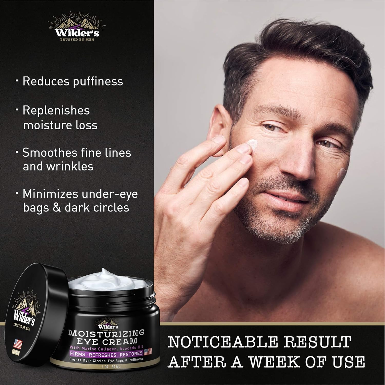 Moisturizing Men's Eye Cream - Eye Firming & Refreshing Men’s Wrinkle Cream - Made in USA - Men's Anti-Aging Cream for Dark Under-Eye Circles, Eye Bags & Puffiness - Under Eye Cream for Men 1 oz: Beauty