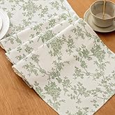 Aiimart Cotton Floral Table Runner, Green Table Runners 90 Inches Long | Exquisite Rustic-Style Prints, Boho Farmhouse Table Runner, Decoration for Home Vintage Kitchen and Dining Table Decor