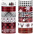 Whaline 12 Roll Christmas Washi Tape Red Black Plaids Xmas Tree Snowflake Gnome Washi Tape 15mm Wide Christmas Holiday Decora