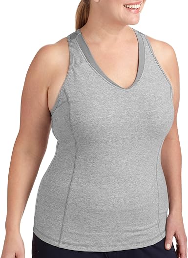 Womens Plus-Size Dri-More racerback mesh tank with built in bra - Gym workout (2X (18W - 20W 