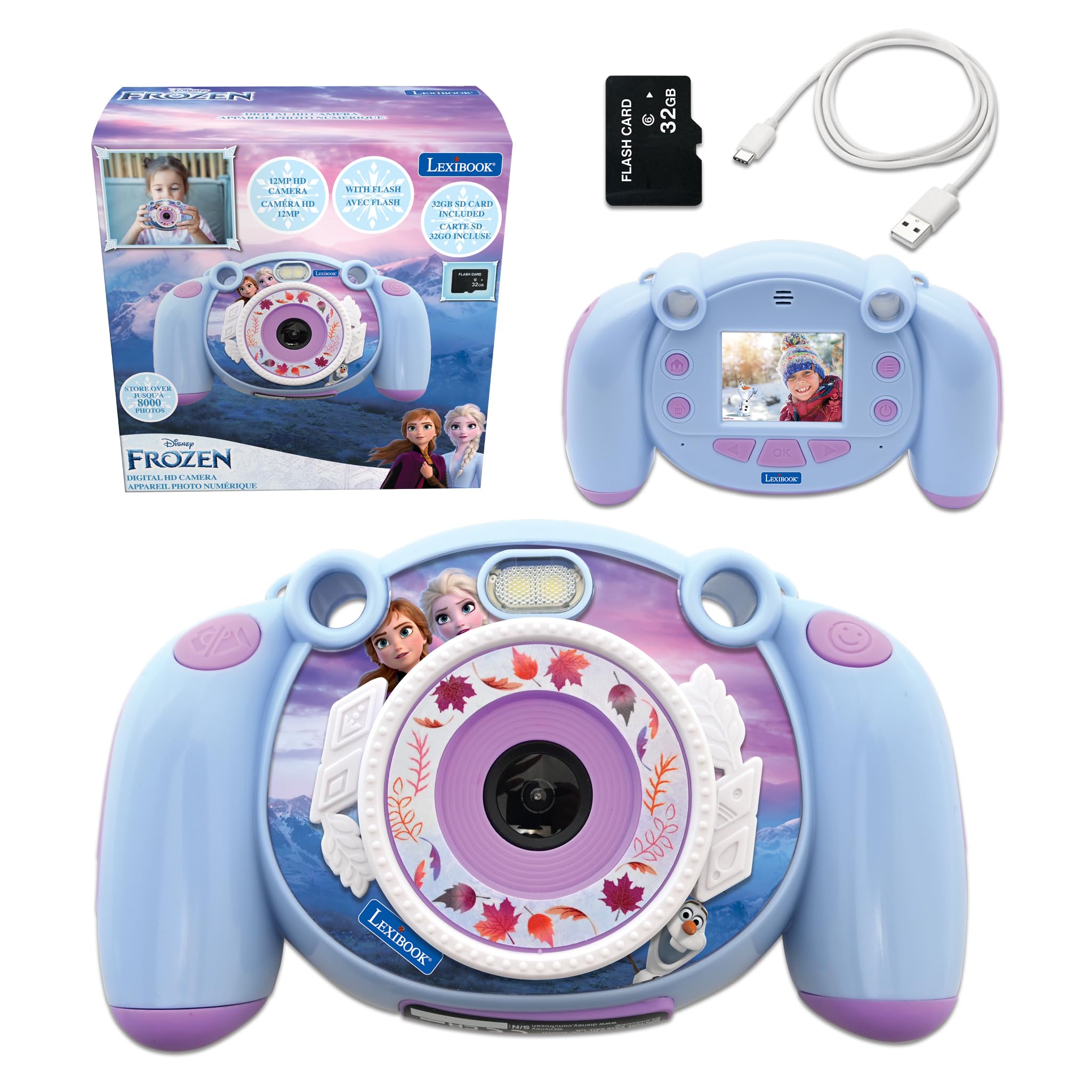 Lexibook, Frozen, 4-in-1 Kids digital camera, photo and video function, games, 32GB SD card included, purple, DJ080FZ — image 1