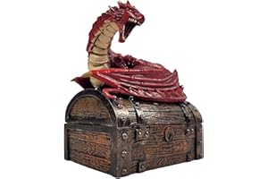 Forged Dice Co. Wyvern Dice Box with Lock and Key - Dragon Storage Chest Compatible with Dungeons and Dragons, D&D Miniatures, Dnd Accessories - Fits up to 4 Standard Polyhedral Sets - Red