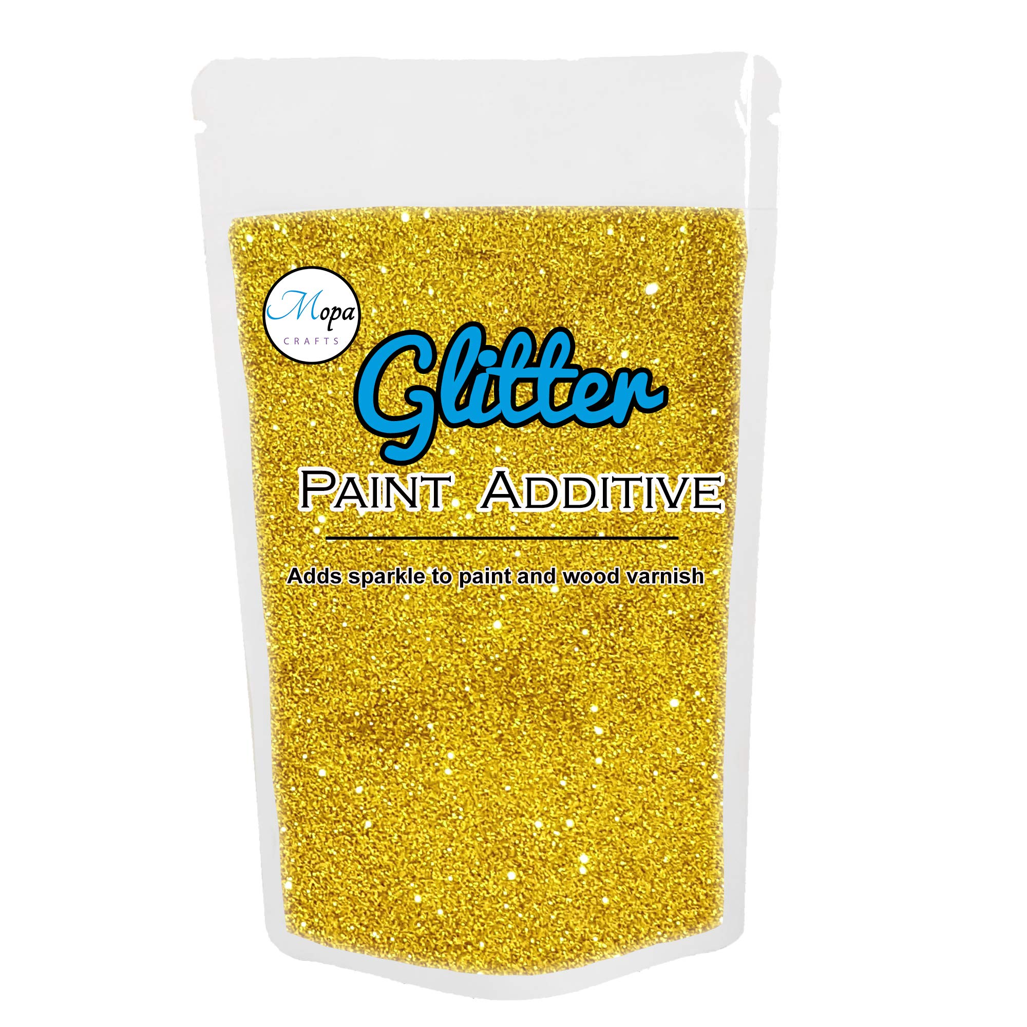 Mopa Crafts Gold Glitter Paint Crystal Additive 100g for Emulsion Paint - for use with Interior/Exterior Wall, Ceiling, Wood, Metal, Varnish, Dead Flat, Matt, Soft Sheen or Silk Paints
