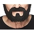 Mustaches Self Adhesive Fake Beard, Novelty, On Bail False Facial, Costume Accessory for Adults, Black Color