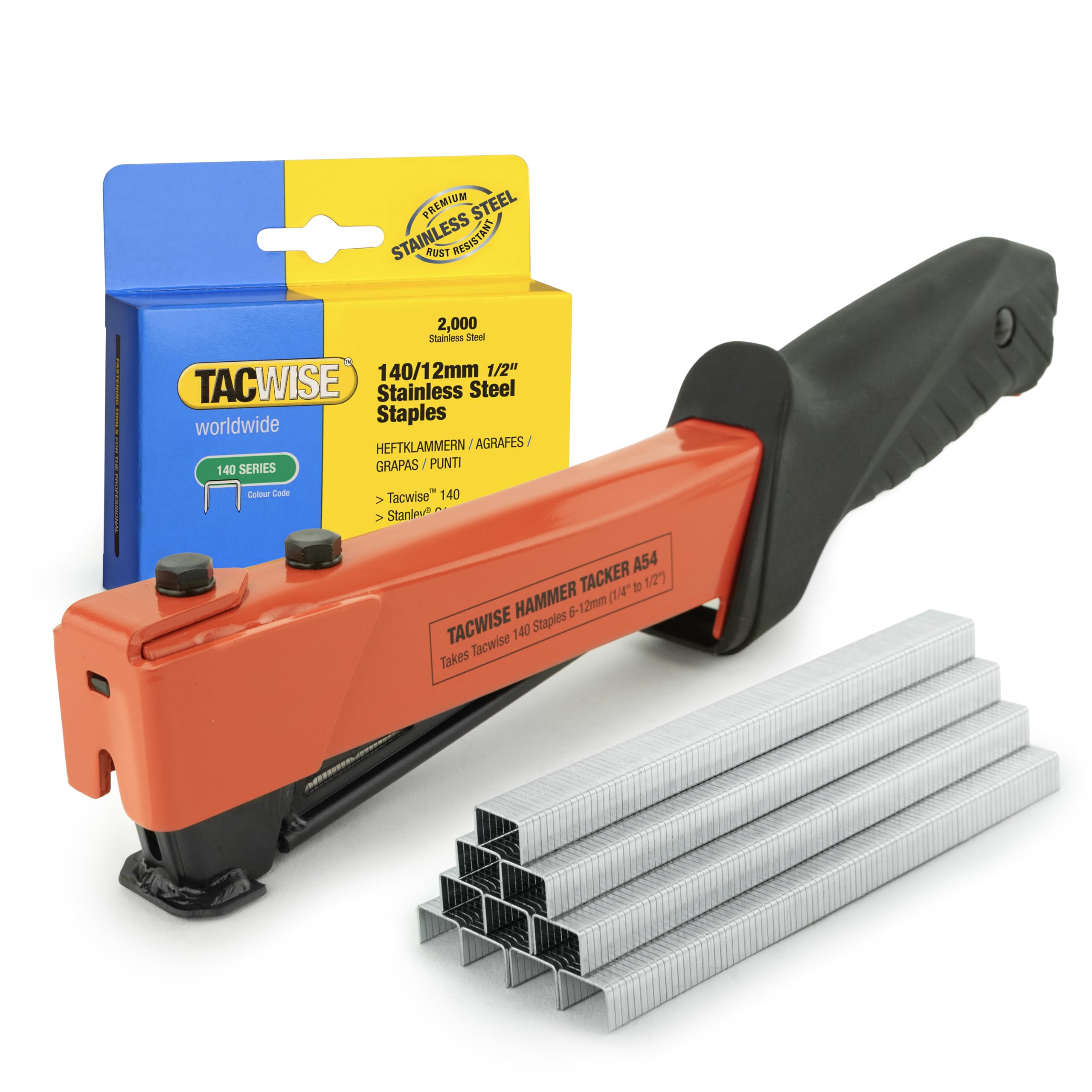 Tacwise 1262 A54 Heavy Duty Hammer Tacker with 2000 140/12mm Staples, Uses Type 140 / 6 - 12 mm Staples โ image 1
