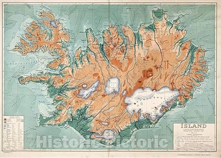 Amazon Co Jp アイスランド壁地図 物理的政治 1928 ビンテージウォールアート 62in X 44in 6244 Rmsy1 Generic