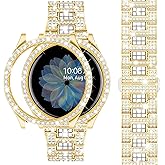 SUPOIX Band with Case Compatible for Samsung Galaxy Watch 8/7/6 40mm 44mm, 20mm Women Bling Replacement Strap & PC Protective Bumper Face Cover for Galaxy Watch 8/7/6 (Size Optional)