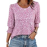 LilyCoco Striped Shirt Women 3/4 Sleeve Boat Neck Casual Tunics Loose Fit T Shirt