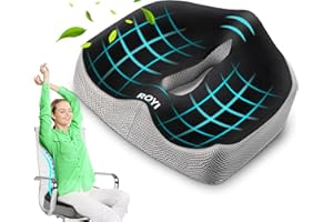 ROYI Memory Foam Seat/Chair Cushion for Relieves Back, Sciatica Pain, Tailbone Pain, Coccyx, Degenerating Disc, Orthopedic, Osteoarthritis, Sacrum, Prostate Cushion, Low Back Pain Cushion, Hip Shaping