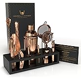Highball & Chaser 13-Piece Cobbler Cocktail Shaker Set Matte Copper Stainless Steel Bartender Kit For Home Bar Cocktail Set Laser Engraved Cocktail Tools Plus E-Book with 30 Different Cocktail Recipes