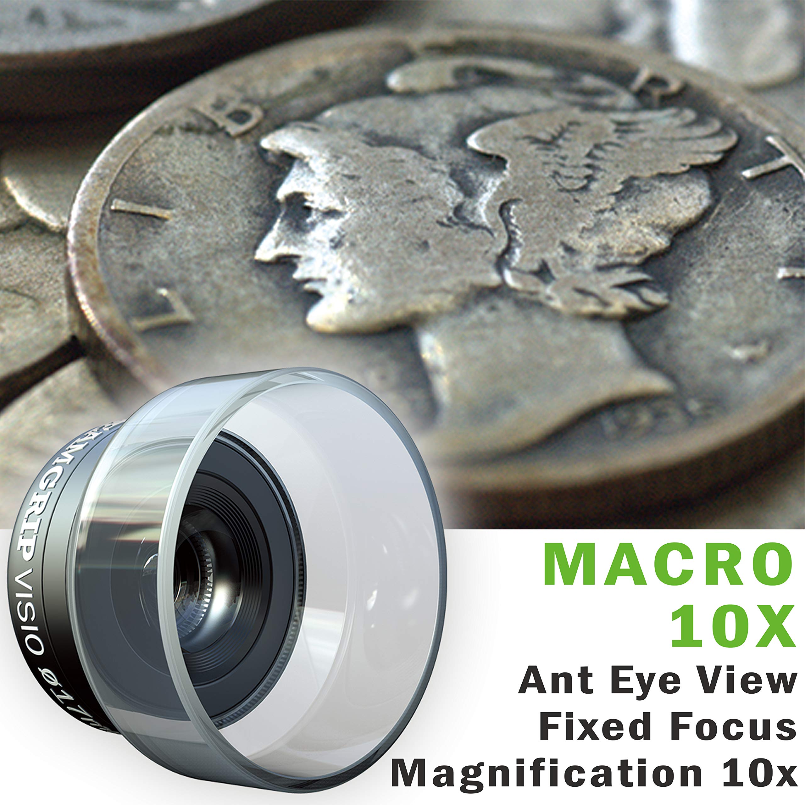 VISIO SOLO MACRO (x10) External Lens Attachment Kit for iPhone with Universal 37mm Step-Up Adaptor Compatible for Any Rig (BEASTGRIP, HELIUM, DREAMGRIP) with either 37mm or 17mm Lens Thread