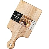 Labell Handle Serving Boards - Small Canadian Maple Hardwood Cutting Board for Meats, Vegetables, Fruits, and Cheeses - Flat 