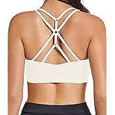 Comper Sports Bras for Women Cross Back Sexy Strappy Sport Bras Medium Support Yoga Gym Workouts Bra with Removable Pads