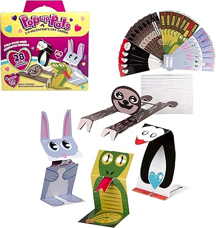 Amazon バレンタインデー ポップアップパルズ 3dアニメカード 28パック 4つのユニークな折りたたみ式アニマルバレンタイン 説明書付き カードギフト交換を楽しく 子供 男の子 女の子 クラス全体に 新品 カードゲーム トランプ おもちゃ