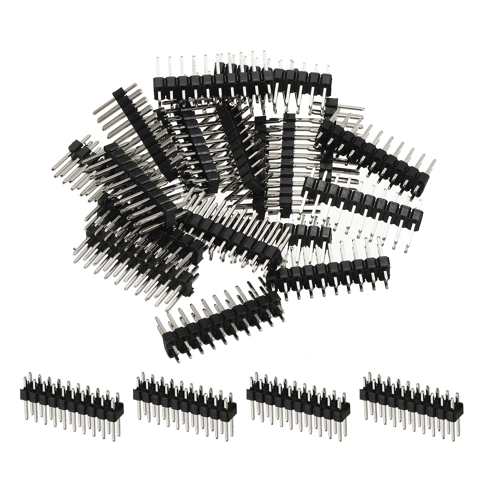 PATIKIL Straight Pin Header DIP Double Row 10 Pin 2.54mm Pitch Gold Plated for PCB Pack of 20