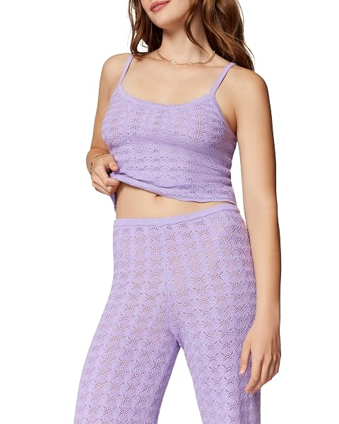 FLORENCE BY MILLS WOMEN’S LE POINTELLE SWEATER LACE WIDE LEG PANT, MILLIE LAVENDER, XX-SMALL