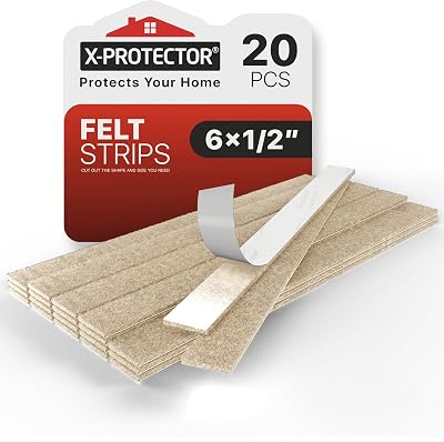 X-Protector Chair Leg Floor Protectors 20 Pcs Felt Strips Adhesive