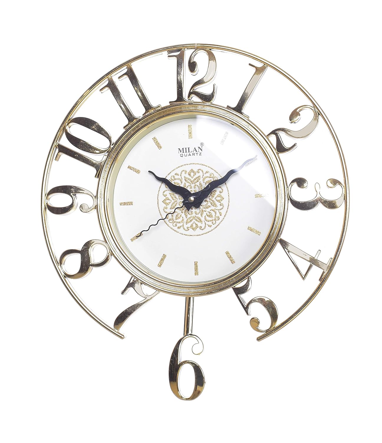 Buy Milan Plastic Pandlum Wall Clock 33 Cm X 33 Cm Golden Online At Low Prices In India Amazon In