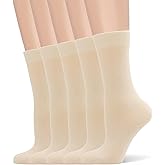 Women's Soft Thin Viscose Bamboo Crew Socks, Fit Stretchy Casual, Business, Dress Calf Sock 5 Pairs