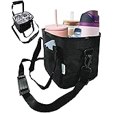 NoNa & Bee 4 Water Bottle Holder with Strap | Family Size 4 Compartment Drink Bag, Multiple Tumbler Carrier Caddy | Adjustable Fits Large & Small Drinks | Hands Free, Won't Tip Over in Car