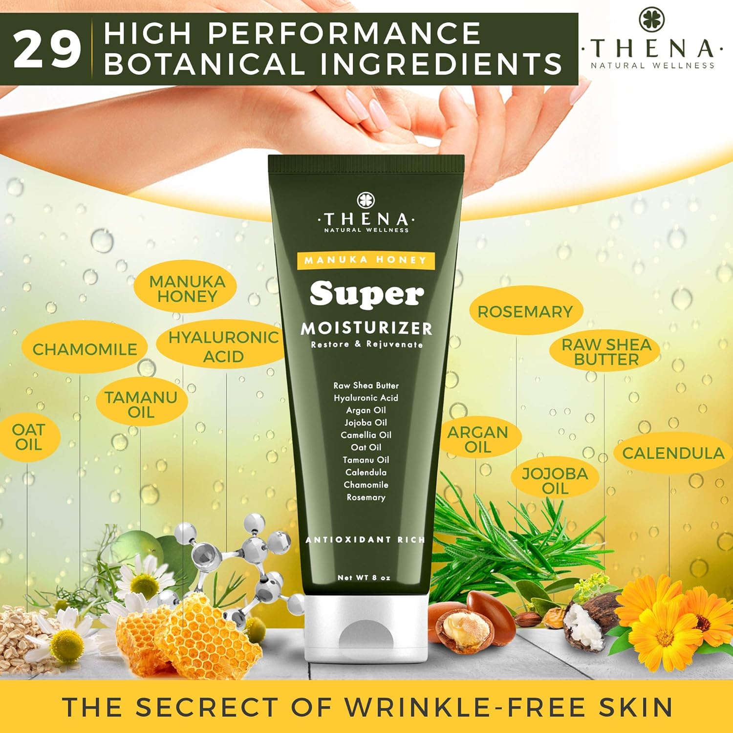 Manuka Honey Cream Organic & Natural Intense Moisturizing Skin Repair Lotion Moisturizer For Body & Hands With Hyaluronic Acid Shea, Paraben Free Best Organic Natural Skin Care Products Women Men : Beauty