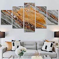 SIGNWIN 5 Panel Canvas Wall Art Modern Art Abstract Brushstroke Closeup Digital Art Minimalism Minimalist Multicolor Pastel for Home Decorations Ready to Hang - 60