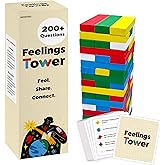 Feelings Tower Therapy Game for Kids & Teens – Emotion Regulation Stacking Blocks with Conversation Cards, 208 CBT Questions for Therapeutic Learning, Educational Play, Connection and Social Skills