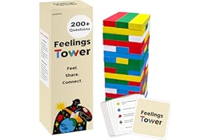 AESTHEC Feelings Tower Therapy Game for Kids & Teens – Therapeutic Emotional Learning Block Stacking Games with Cards, 208 CBT Questions for Emotion Regulation, Educational Play, Connection and Social Skills