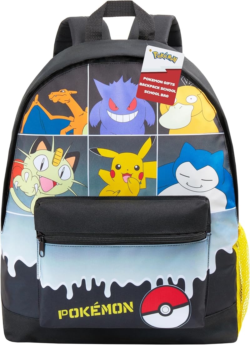 Pokemon Backpack Kids Pikachu Charizard School Bag with Adjustable Straps Black