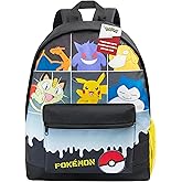 Pokemon Backpack for Kids Teens Boys Girls Pikachu Anime Bookbag Daypack Bag School Sports Gifts for Kids (Black Grid)