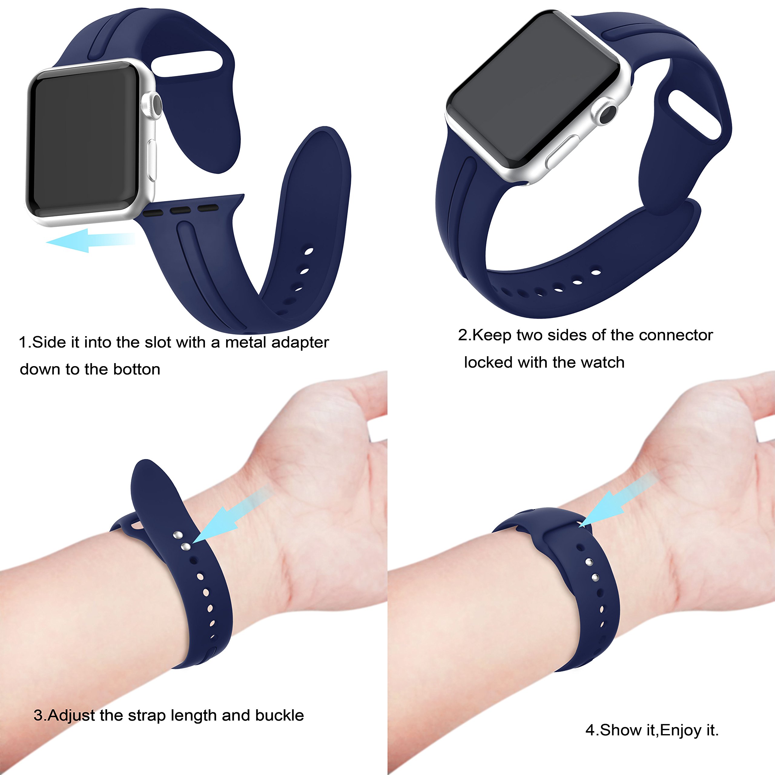 Apple Watch Bands 38mm, Supore Adjustable Cozy Replacement Soft Silicone for Apple Watch 2015 & 2016 Edition Sport