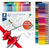 STAEDTLER triplus Fineliner 42pc Pen Set: 0.3mm, Assorted Colors, Ergonomic | 0.3mm, Triangular Shape, Washable, For Detailed Coloring, Writing, Journaling &amp; Drawing in Classroom, Home, Office