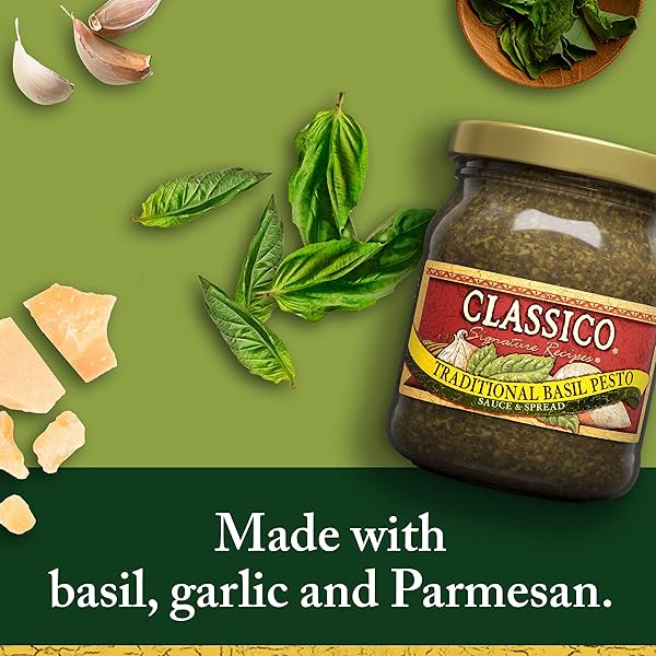 CLASSICO SIGNATURE RECIPES TRADITIONAL BASIL PESTO SAUCE & SPREAD, 8.1 OZ JAR