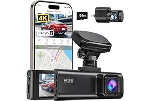 REDTIGER 4K Dash Cam Front and Rear, STARVIS 2 Sensor, 64GB Card Included, 4K/2.5K+1080P Dual Dash Camera for Cars Built-in WiFi GPS, 3.18 Inch IPS Screen, 170° Wide Angle, Parking Monitor (F7N Pro)