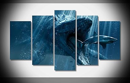 Amazoncom Mcanvas 5pcs Jurassic World Underwater Wallpaper Canvas
