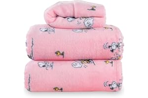 Berkshire Blanket Peanuts® Velvetloft® Sheet Set Twin Size, Warm Fleece Bed Sheets, 3-Piece Cute Character Snoopy Printed Sof