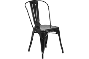 Flash Furniture Perry Commercial Grade Black Metal Indoor-Outdoor Stackable Chair