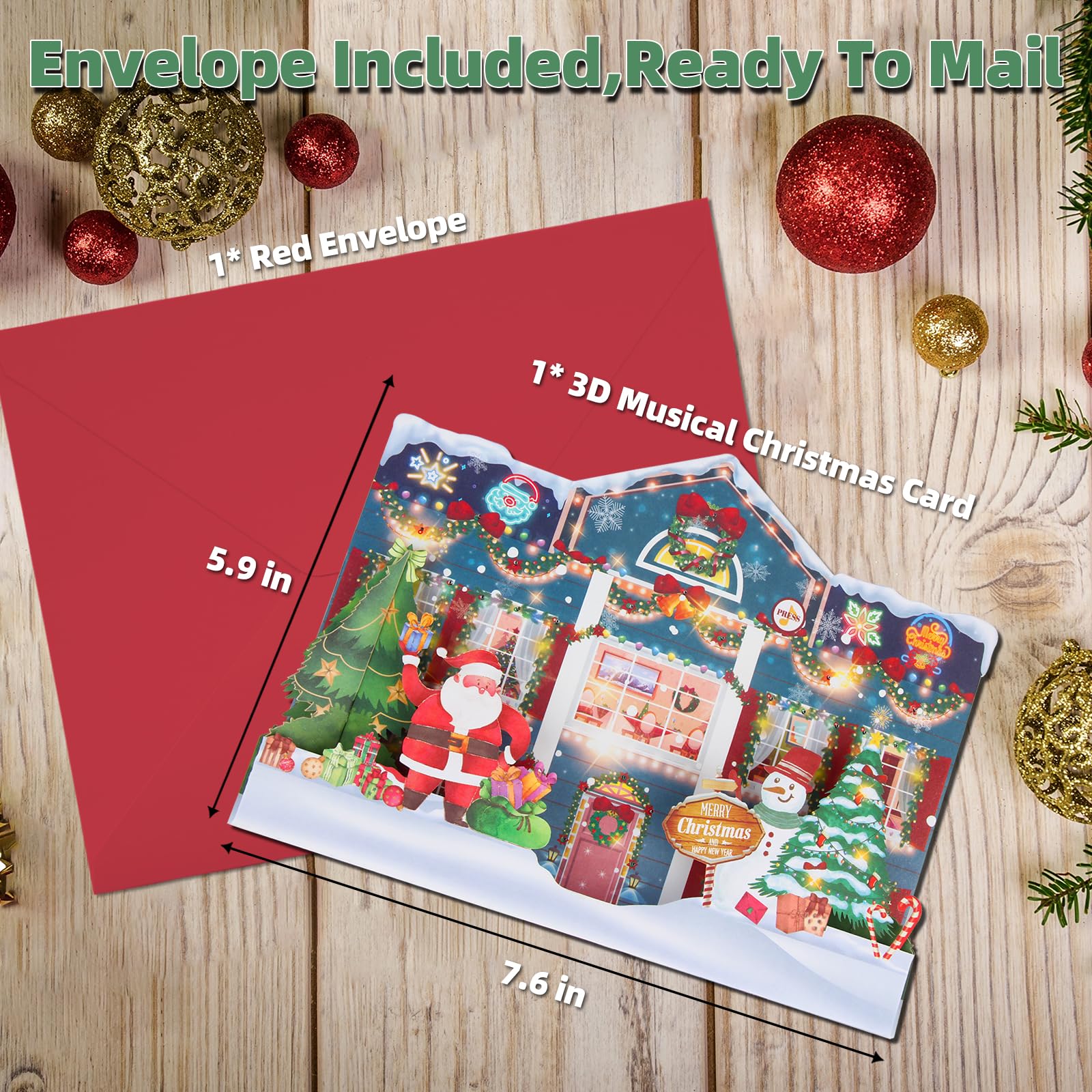 Mua 3D Pop Up Christmas Cards with Music & Lights, Animated Christmas ...