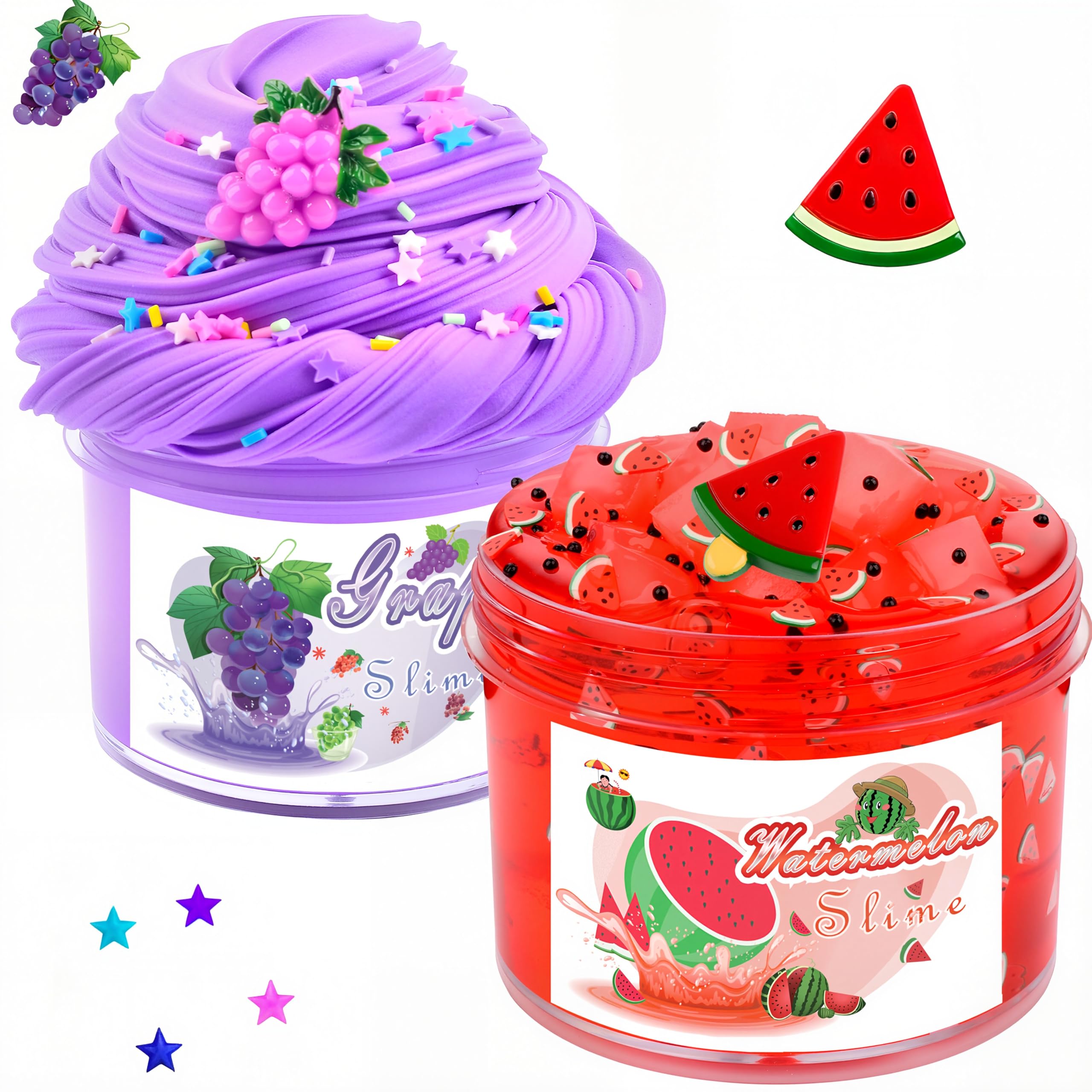 Niuruilsi 2 Pack Fruit Slime Kit,Super Soft and Non-sticky,Nice for Stockings,Party Favor,Easter Filling,Birthday Gift, Stress Relief Toy for Kids,Goodie Bag Stuffers. — image 1