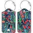 Fintie Luggage Tags, Privacy Cover ID Label with Stainless Steel Loop and Address Card for Travel Bag Suitcase - Jungle Night (2 Piece)