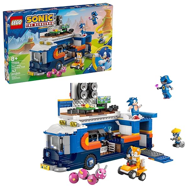 LEGO SONIC THE HEDGEHOG TEAM SONIC COMMAND TRUCK BUILDING TOY – PRETEND PLAY VEHICLE W/5 FIGURES FOR BOYS & GIRLS, AGES 8+ – TOY BUILDING BLOCKS FOR KIDS – GIFT IDEA FOR BIRTHDAYS – 77006