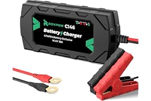 12V LiFePO4 Battery Charger, RoyPow 12V 10A Automatic Trickle Battery Chargers, 12V Lithium Battery Charger, 10A Battery Main