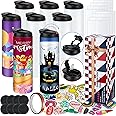 8 Pack 20 oz Sublimation Tumblers Dual Opening Blank Bottles Triple-Insulated Stainless Steel Water Bottle with Straw Lid Blank Tumbler Bulk with Shrink Wrap, Rubber Base, Heat Tape for Heat Transfer
