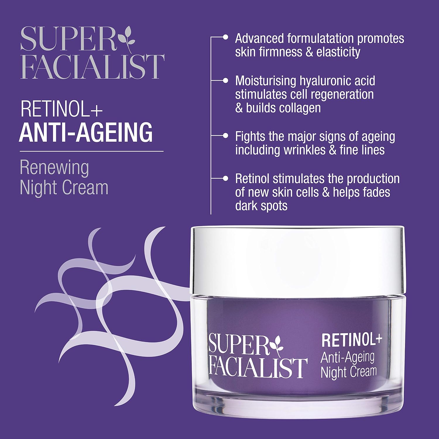 Super Facialist Retinol+ Anti-Ageing Night Cream, Face Cream with Retinol & Hyaluronic Acid for Fine Lines & Wrinkles - Image 4