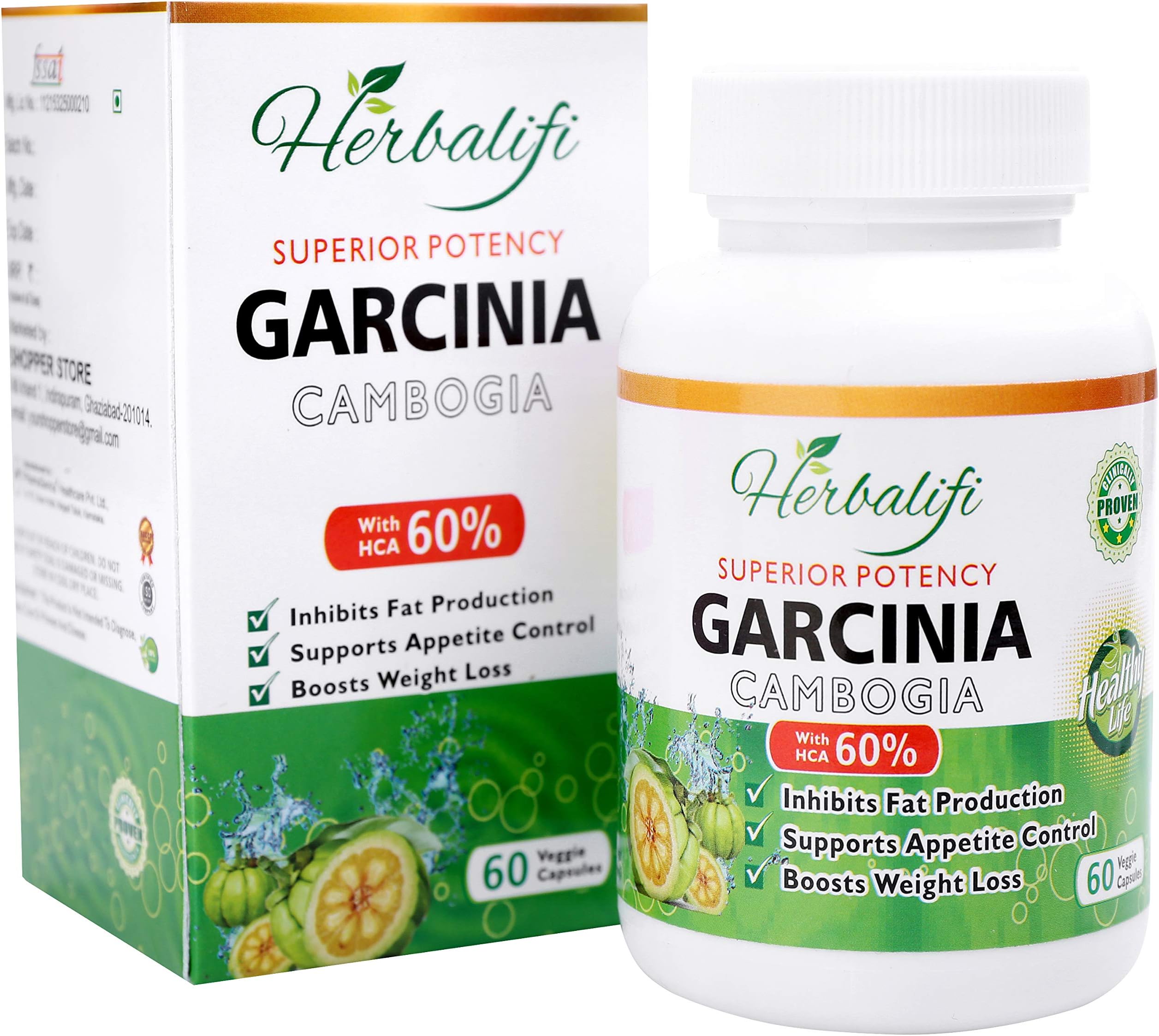 Herbalifi 100% Pure Garcinia Cambogia Extract Capsules Supplement For Weight Loss Fat Burner For Women & Men - 60 Count