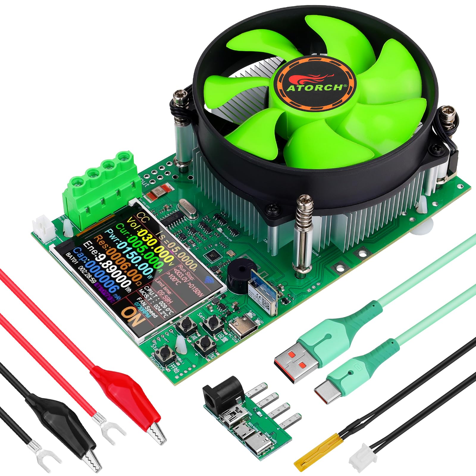 Photo 1 of MakerHawk Battery Load Tester - USB Load Tester 150W 200V 25A 4-Wire System Adjustable Constant Current Voltage Discharge Lithium Battery Capacity Tester Electronic Load Tester Support Remote Control